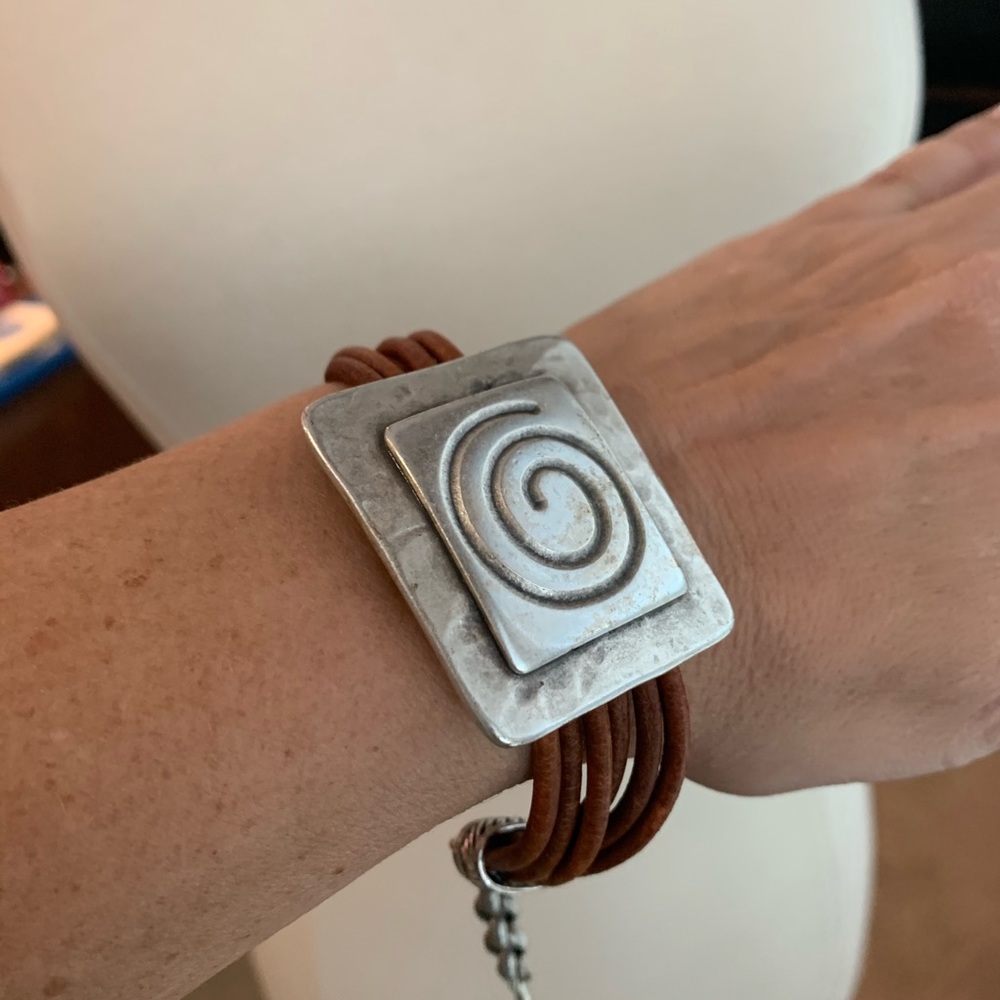 Sundance style bracelet, leather cords